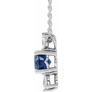 14K White Blue Sapphire & 1/4 CTW Diamond 16-18" Necklace-