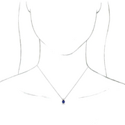 14K White Blue Sapphire & 1/4 CTW Diamond 16-18" Necklace-