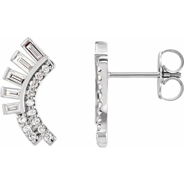 14K White 1/3 CTW Diamond Curved Fan Earrings-
