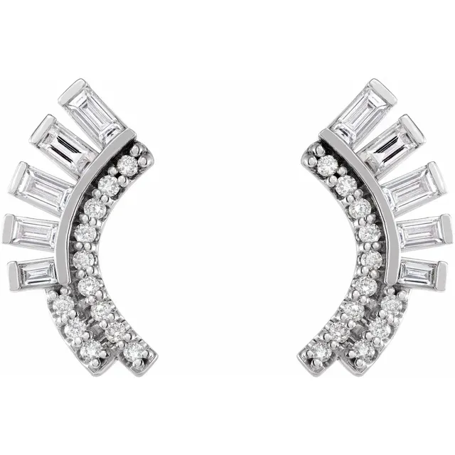 14K White 1/3 CTW Diamond Curved Fan Earrings-