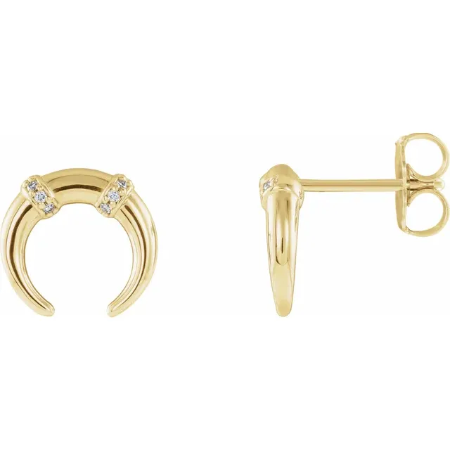 14K Yellow .03 CTW Diamond Crescent Earrings-
