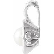 14K White Freshwater Cultured Pearl & 1/4 CTW Diamond Pendant-