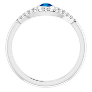 14K White Blue Sapphire & White Sapphire Evil Eye Ring-