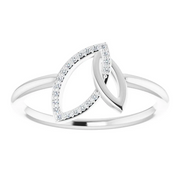 14K White .05 CTW Diamond Double Leaf Ring-