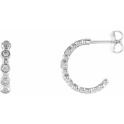 14K Yellow 3/8 CTW Diamond Beaded Hoop Earrings-
