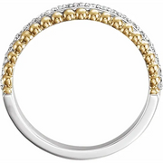 14K White/Yellow 1/5 CTW Diamond Beaded Ring-