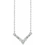 14K White 1/3 CTW Diamond "V" 16-18" Necklace-