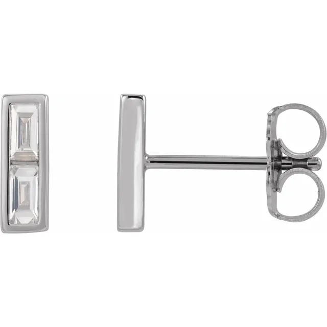 14K White 1/4 CTW Diamond Bar Earrings-