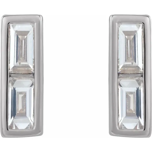 14K White 1/4 CTW Diamond Bar Earrings-
