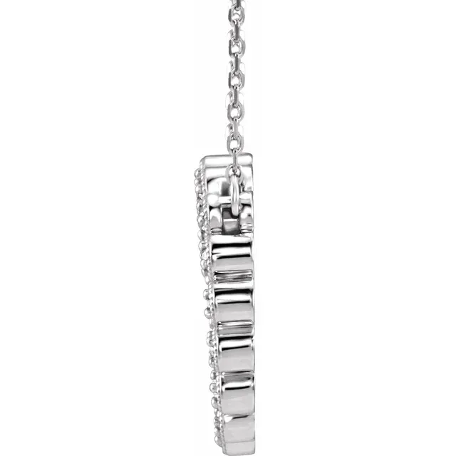 14K White 1/4 CTW Diamond Circle 16-18" Necklace-