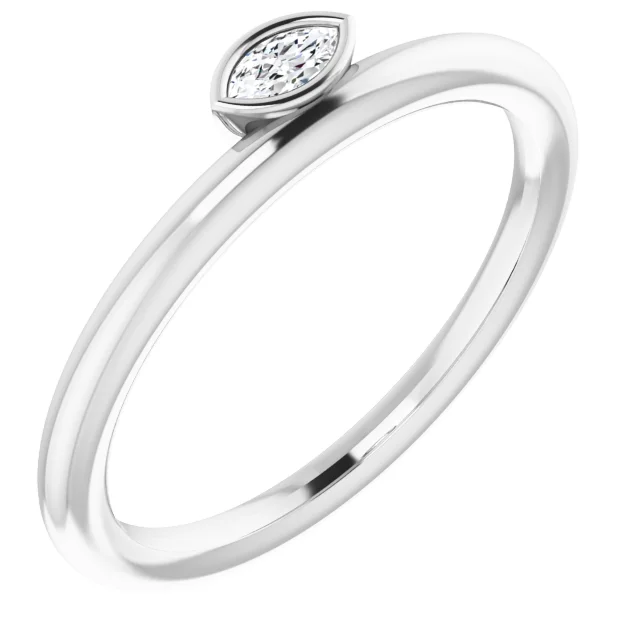 14K White .07 CT Diamond Asymmetrical Stackable Ring-