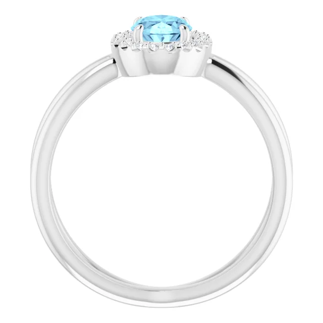14K White Aquamarine & 1/10 CTW Diamond Ring-7.00 (approximate standard size)-