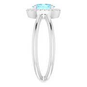 14K White Aquamarine & 1/10 CTW Diamond Ring-7.00 (approximate standard size)-