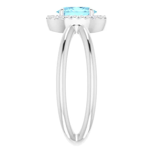 14K White Aquamarine & 1/10 CTW Diamond Ring-7.00 (approximate standard size)-