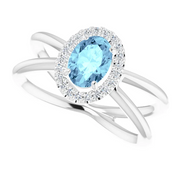 14K White Aquamarine & 1/10 CTW Diamond Ring-7.00 (approximate standard size)-