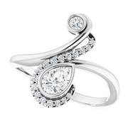 14K White 1/2 CTW Diamond Bezel-Set Bypass Ring-