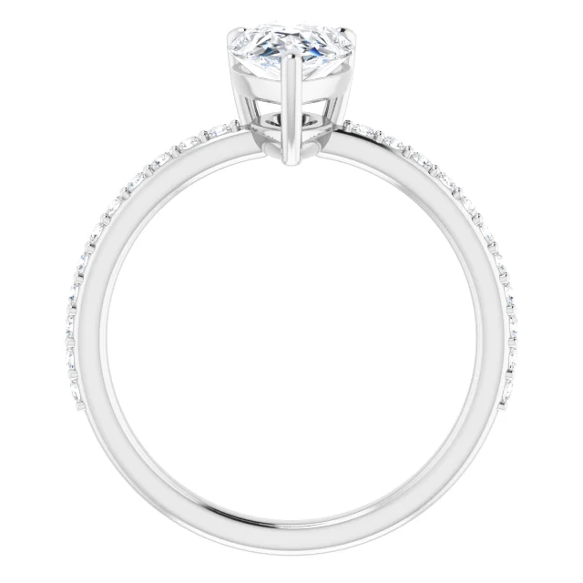 14K White 9x6 mm Pear Forever One Moissanite & 1/5 CTW Diamond Engagement Ring-
