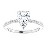 14K White 9x6 mm Pear Forever One Moissanite & 1/5 CTW Diamond Engagement Ring-