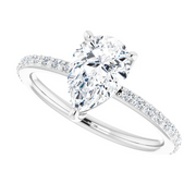 14K White 9x6 mm Pear Forever One Moissanite & 1/5 CTW Diamond Engagement Ring-