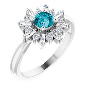 14K White London Blue Topaz & 3/8 CTW Ring-
