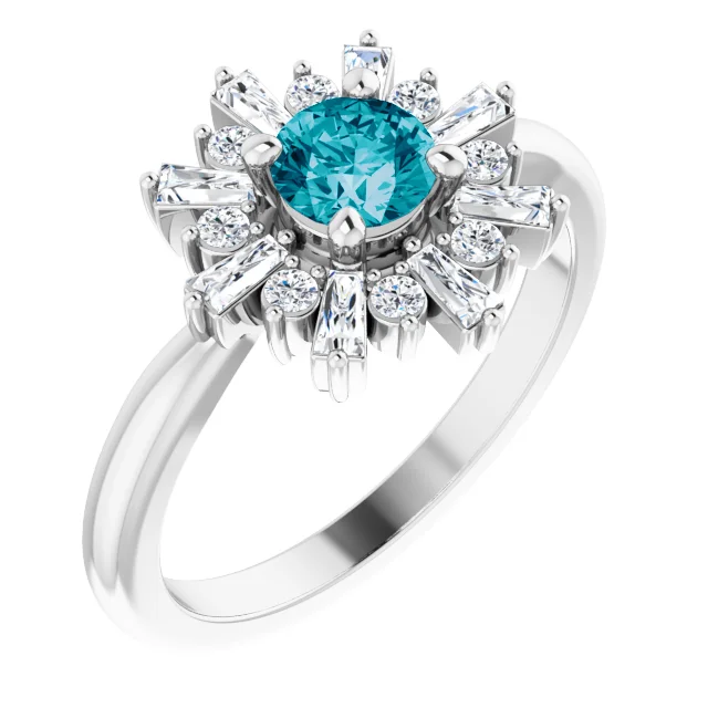 14K White London Blue Topaz & 3/8 CTW Ring-
