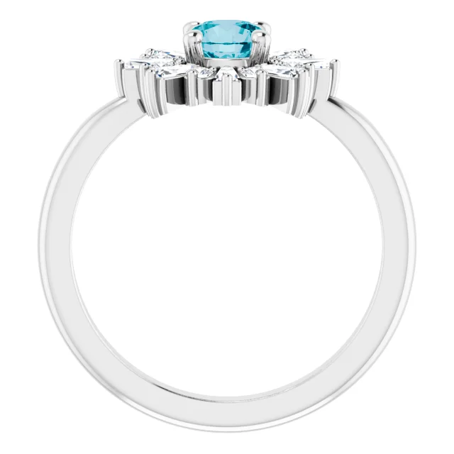 14K White London Blue Topaz & 3/8 CTW Ring-