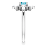 14K White London Blue Topaz & 3/8 CTW Ring-