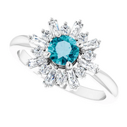 14K White London Blue Topaz & 3/8 CTW Ring-
