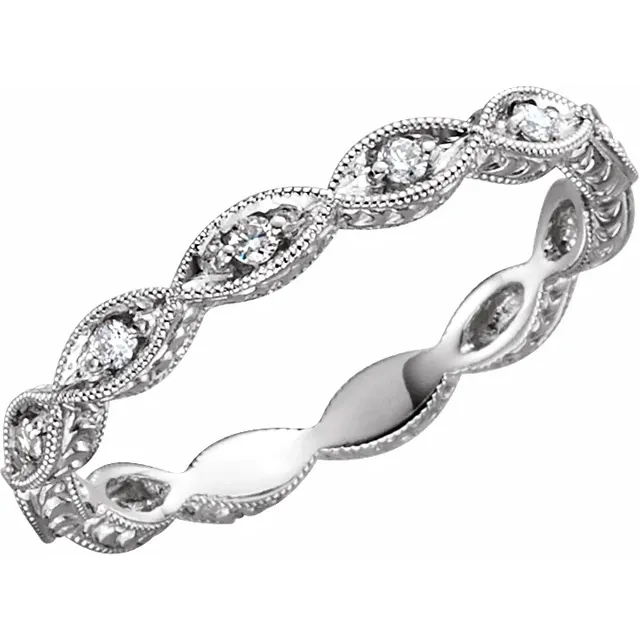 14K White 1/8 CTW Diamond Anniversary Band Size 5-5-