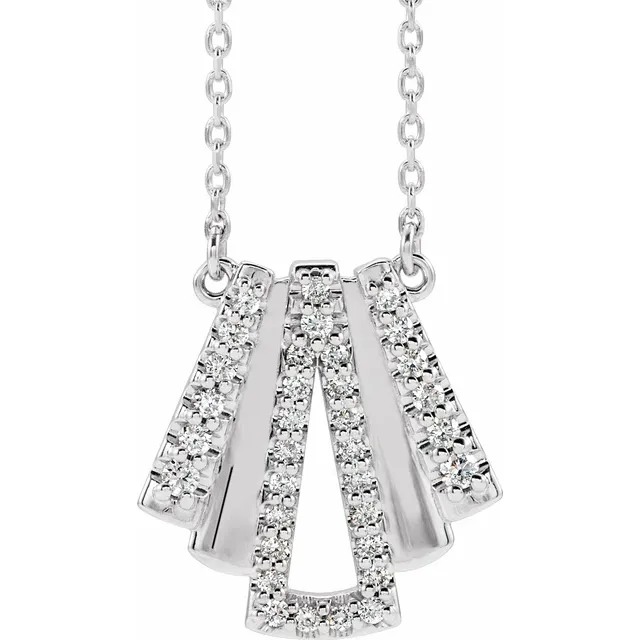 14K White 1/4 CTW Diamond Art Deco 18" Necklace-