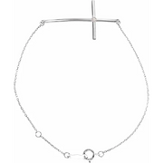 14K White Diamond Sideways Cross Bracelet-