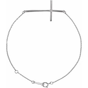 14K White Diamond Sideways Cross Bracelet-
