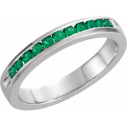 Emerald Classic Channel-Set Anniversary Band-