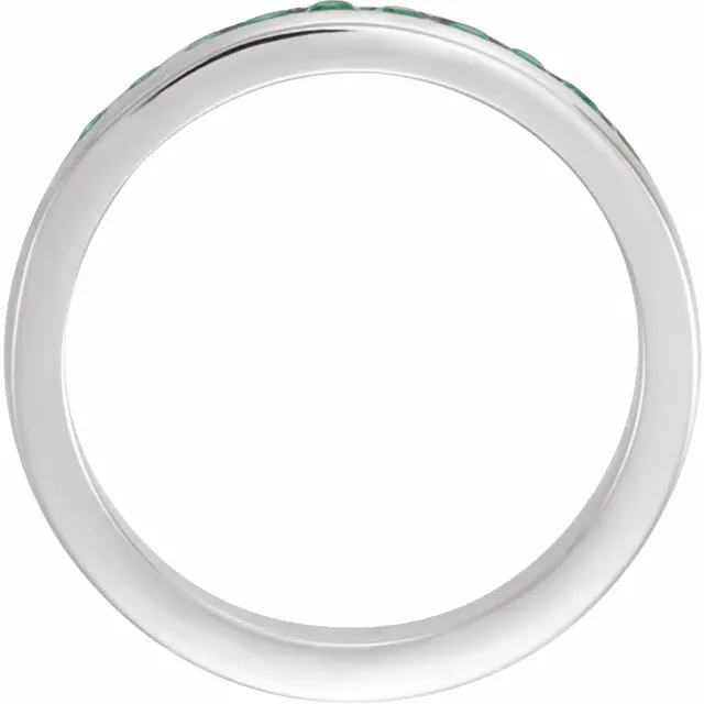 Emerald Classic Channel-Set Anniversary Band-