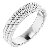 Platinum 5.25 mm 3-Layered Stacked Rope Band Size 5.5-5.5-