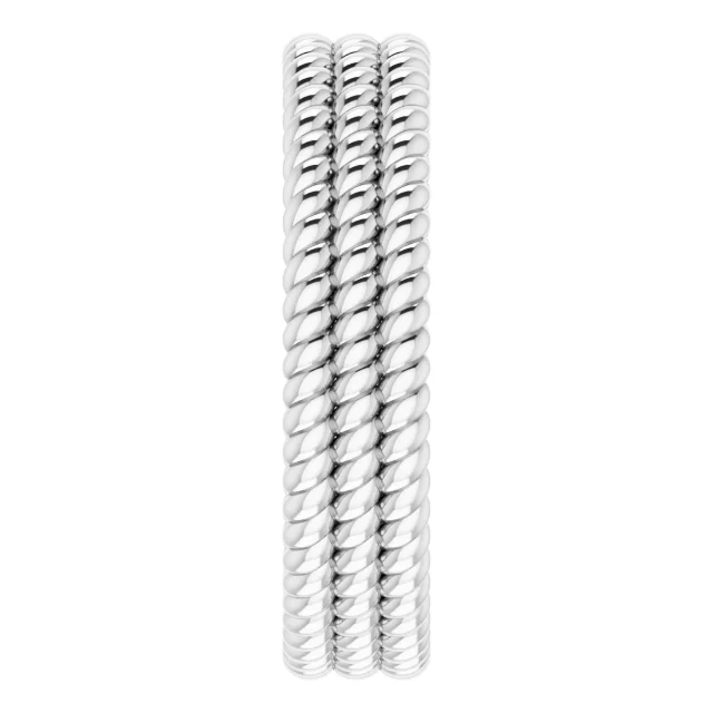 Platinum 5.25 mm 3-Layered Stacked Rope Band Size 5.5-5.5-