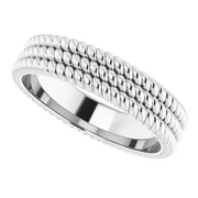 Platinum 5.25 mm 3-Layered Stacked Rope Band Size 5.5-5.5-