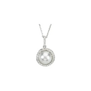 14K White Freshwater Cultured Pearl & 1/3 CTW Diamond 18" Necklace