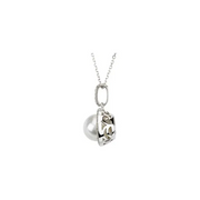 14K White Freshwater Cultured Pearl & 1/3 CTW Diamond 18" Necklace-