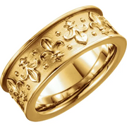 14K Yellow 7.75 mm Fleur-de-lis Band Size 7-7.00 (approximate standard size)-