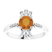 14K White Citrine & 1/6 CTW Diamond Ring-7.00 (approximate standard size)-