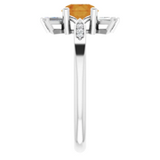 14K White Citrine & 1/6 CTW Diamond Ring-7.00 (approximate standard size)-