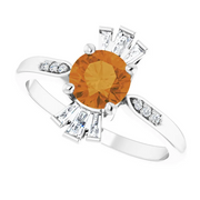 14K White Citrine & 1/6 CTW Diamond Ring-7.00 (approximate standard size)-