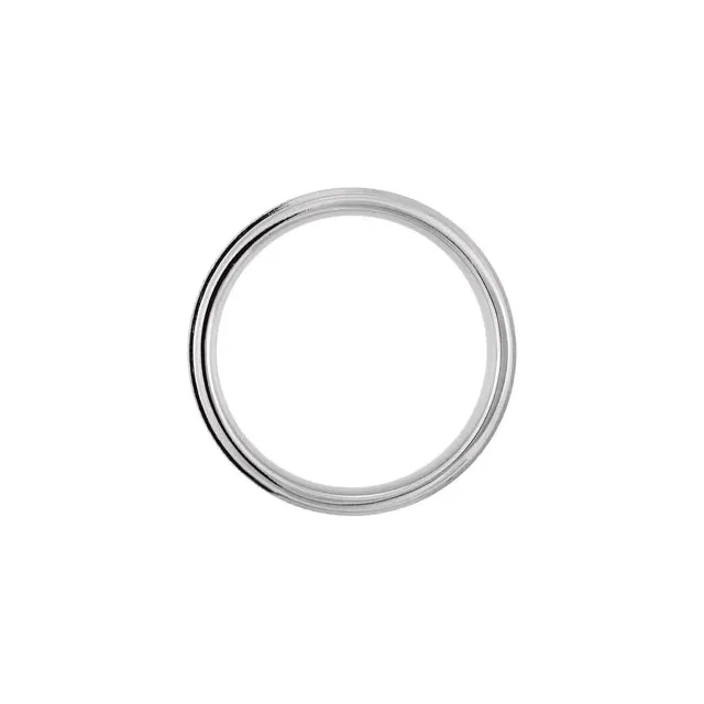 14K White 6 mm Half Round Band with Milgrain & Florentine Finish Size 4.5-4.5-