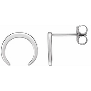 14K White Crescent Earrings-