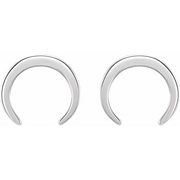 14K White Crescent Earrings-