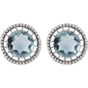 14K White Aquamarine "March" Birthstone Earrings-