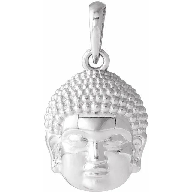 14K White 14.7x10.5 mm Meditation Buddha Pendant-