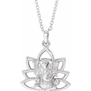 14K White Ganesha 16-18" Necklace-