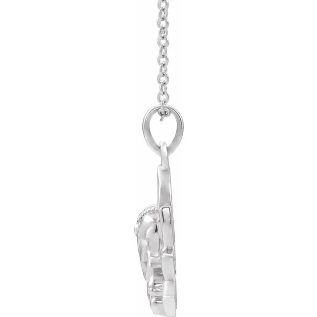 14K White Ganesha 16-18" Necklace-